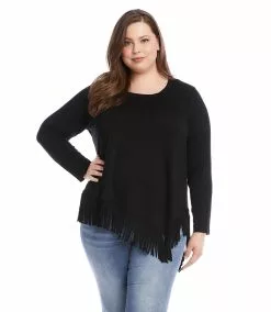 Karen Kane Plus Size Asymmetric Fringe Top 12 Karen Kane Plus Size Asymmetric Fringe Top -karen kane Sales Shop karenkane 2022 fall 3L13169W BLK 003