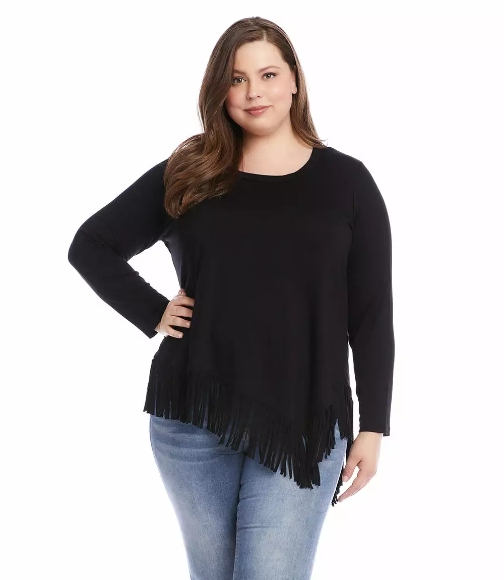 Karen Kane Plus Size Asymmetric Fringe Top 6 Karen Kane Plus Size Asymmetric Fringe Top - Image 4