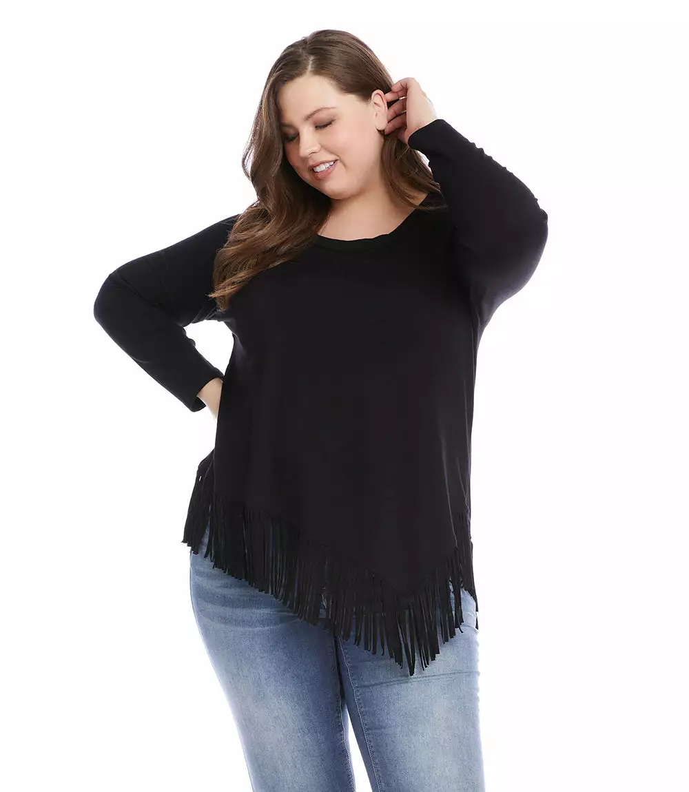 Karen Kane Plus Size Asymmetric Fringe Top 5 Karen Kane Plus Size Asymmetric Fringe Top - Image 3