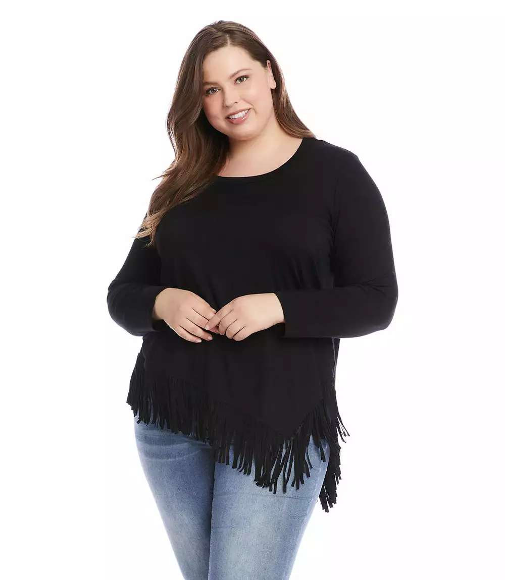 Karen Kane Plus Size Asymmetric Fringe Top 8 Karen Kane Plus Size Asymmetric Fringe Top - Image 6