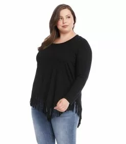 Karen Kane Plus Size Asymmetric Fringe Top 13 Karen Kane Plus Size Asymmetric Fringe Top -karen kane Sales Shop karenkane 2022 fall 3L13169W BLK 006