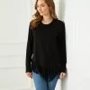 Karen Kane Asymmetric Fringe Top -karen kane Sales Shop karenkane 2022 fall 3L13169 BLK 001