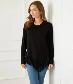 Karen Kane Asymmetric Fringe Top