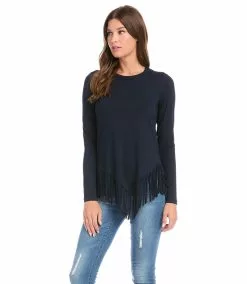 Karen Kane Asymmetric Fringe Top -karen kane Sales Shop karenkane 2022 fall 3L13169 NAV 003