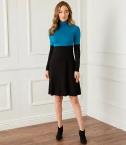 Karen Kane Colorblock Turtleneck Dress -karen kane Sales Shop karenkane 2022 fall 3L13179 TEA 132590