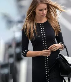 Karen Kane Silver Studded Sheath Dress