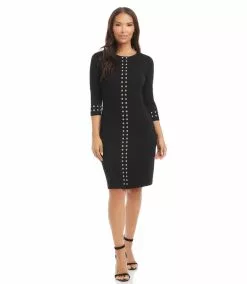 Karen Kane Silver Studded Sheath Dress 15 Karen Kane Silver Studded Sheath Dress -karen kane Sales Shop karenkane 2022 fall 3L13185 BLK 003