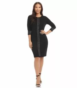 Karen Kane Silver Studded Sheath Dress 18 Karen Kane Silver Studded Sheath Dress -karen kane Sales Shop karenkane 2022 fall 3L13185 BLK 006