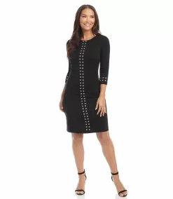 Karen Kane Silver Studded Sheath Dress 19 Karen Kane Silver Studded Sheath Dress -karen kane Sales Shop karenkane 2022 fall 3L13185 BLK 007