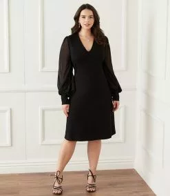 Karen Kane Plus Size Sheer Sleeve Dress