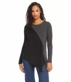 Karen Kane Petite Size Colorblock Asymmetric Top
