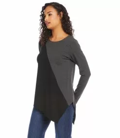 Karen Kane Petite Size Colorblock Asymmetric Top -karen kane Sales Shop karenkane 2022 fall 3L14324P DHWB 1515