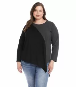 Karen Kane Plus Size Colorblock Asymmetric Top