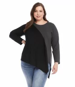 Karen Kane Plus Size Colorblock Asymmetric Top -karen kane Sales Shop karenkane 2022 fall 3L14324W DHWB 0280