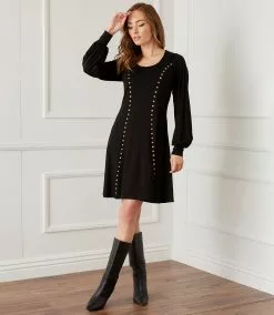 Karen Kane Studded A-Line Dress 18 Karen Kane Studded A-Line Dress -karen kane Sales Shop karenkane 2022 fall 3L14327 BLK 132535