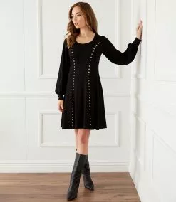Karen Kane Studded A-Line Dress 20 Karen Kane Studded A-Line Dress -karen kane Sales Shop karenkane 2022 fall 3L14327 BLK 132541