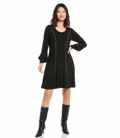 Karen Kane Studded A-Line Dress 16 Karen Kane Studded A-Line Dress -karen kane Sales Shop karenkane 2022 fall 3L14327 BLK 0024