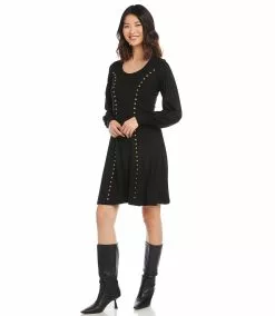 Karen Kane Studded A-Line Dress 15 Karen Kane Studded A-Line Dress -karen kane Sales Shop karenkane 2022 fall 3L14327 BLK 0039