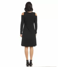 Karen Kane Cold Shoulder A-Line Dress -karen kane Sales Shop karenkane 2022 fall 3L14329 BLK 003