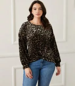 Karen Kane Plus Size Velvet Burnout Twist-Front Top