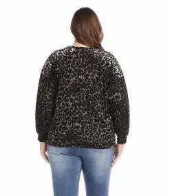 Karen Kane Plus Size Velvet Burnout Twist-Front Top -karen kane Sales Shop karenkane 2022 fall 3L19604W BBR 003