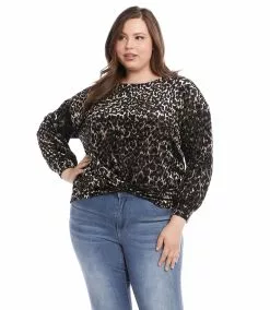 Karen Kane Plus Size Velvet Burnout Twist-Front Top -karen kane Sales Shop karenkane 2022 fall 3L19604W BBR 005