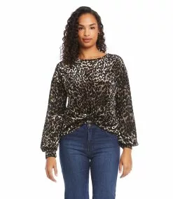 Karen Kane Velvet Burnout Twist-Front Top