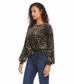 Karen Kane Velvet Burnout Twist-Front Top -karen kane Sales Shop karenkane 2022 fall 3L19604 BBR 003