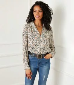 Karen Kane Button-Up Blouse -karen kane Sales Shop karenkane 2022 fall 3L20174 PRT 005