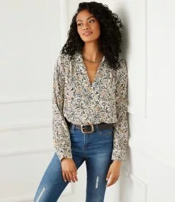 Karen Kane Button-Up Blouse -karen kane Sales Shop karenkane 2022 fall 3L20174 PRT 006