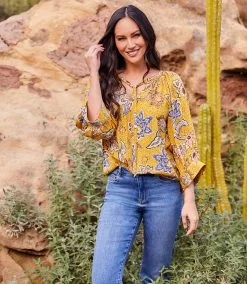 Karen Kane Blouson Sleeve Top -karen kane Sales Shop karenkane 2022 fall 3L22178 PRT 005