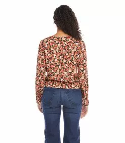 Karen Kane Tie-Front Top -karen kane Sales Shop karenkane 2022 fall 3L22607 FLO 002