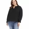 Karen Kane Plus Size Split Placket Blouse -karen kane Sales Shop karenkane 2022 fall 3L25409W BLK 001