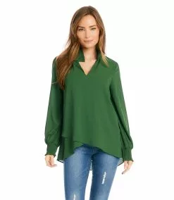 Karen Kane Smocked Crossover Top