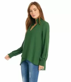 Karen Kane Smocked Crossover Top -karen kane Sales Shop karenkane 2022 fall 3L25411 VIN 003