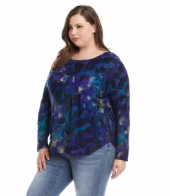 Karen Kane Plus Size Tie Dye Burnout Shirttail Top -karen kane Sales Shop karenkane 2022 fall 3L25592W TD 2142