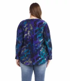 Karen Kane Plus Size Tie Dye Burnout Shirttail Top -karen kane Sales Shop karenkane 2022 fall 3L25592W TD 2152