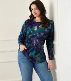 Karen Kane Plus Size Tie Dye Burnout Shirttail Top -karen kane Sales Shop karenkane 2022 fall 3L25592W TD135702
