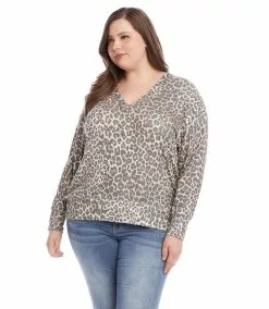 Karen Kane Plus Size V-Neck Top -karen kane Sales Shop karenkane 2022 fall 3L40561W PRT 2242