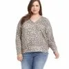 Karen Kane Plus Size V-Neck Top -karen kane Sales Shop karenkane 2022 fall 3L40561W PRT 2243