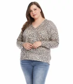 Karen Kane Plus Size V-Neck Top -karen kane Sales Shop karenkane 2022 fall 3L40561W PRT 2246
