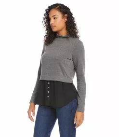 Karen Kane Layered Mock Neck Sweater -karen kane Sales Shop karenkane 2022 fall 3L43415 DHWB 004