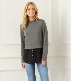 Karen Kane Layered Mock Neck Sweater