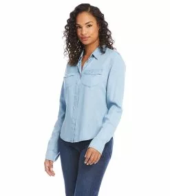 Karen Kane Button Up Shirt -karen kane Sales Shop karenkane 2022 fall 3L46523 CHA 003