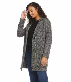Karen Kane Herringbone Coat -karen kane Sales Shop karenkane 2022 fall 3L54191 BLC 2179