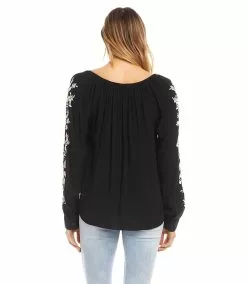 Karen Kane Embroidered Peasant Top -karen kane Sales Shop karenkane 2022 fall 3L55213 BLC 003
