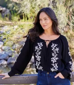 Karen Kane Embroidered Peasant Top