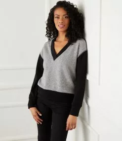 Karen Kane Colorblock V-Neck Sweater -karen kane Sales Shop karenkane 2022 fall 3L57572 GWB 133769
