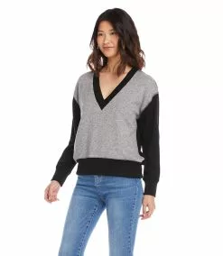 Karen Kane Colorblock V-Neck Sweater -karen kane Sales Shop karenkane 2022 fall 3L57572 GWB 0840