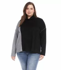Karen Kane Plus Size Colorblock Sweater -karen kane Sales Shop karenkane 2022 fall 3L57574W BGY 2345